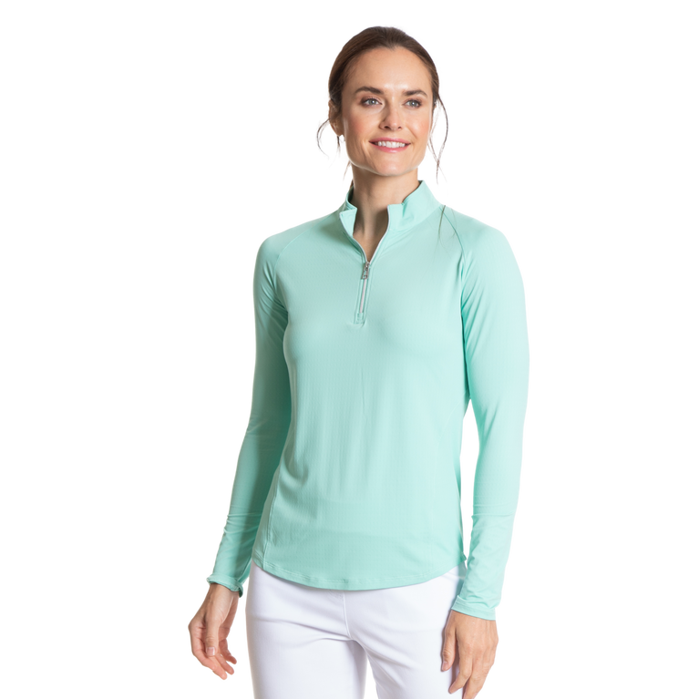 Solid Aqua Cooling Sun Protection Quarter Zip Pull Over